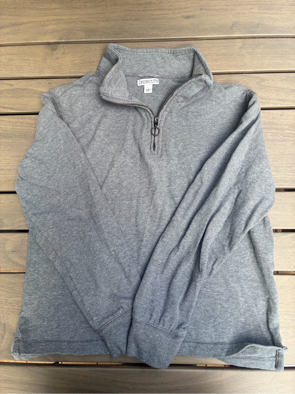 Crewcuts Boys Heather Gray Quarter-Zip Pullover. Size L, Like New